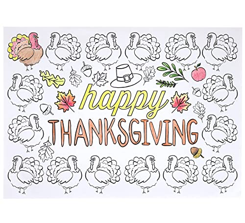 Thanksgiving Color-Your-Own Reversible Disposable Place Mats - 22 Count