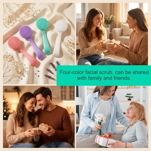 Shimmeroo 4-Piece Silicone Face Cleanser Brush Set for Deep Pore Cleansing