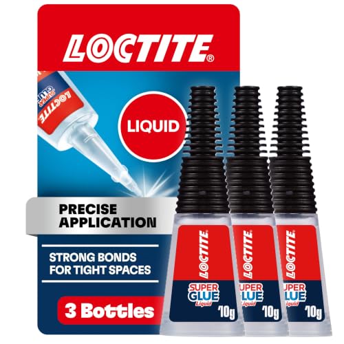 Loctite Super Glue Liquid 10g Pack of 3 - Precise Fast-Drying Adhesive for Plastic, Wood & Metal