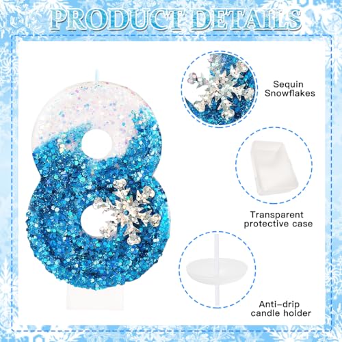 Fro*Zen 8th Birthday Cake Candle - Snow-Themed Party Decoration