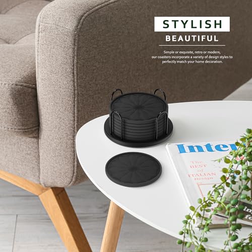 Lazebox Silicone Coasters Set of 8 - 4 Inch Non-Slip & Easy Clean