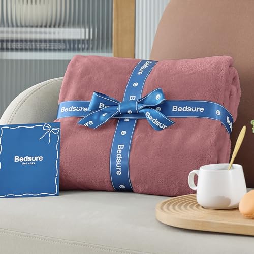 Bedsure Twin XL Fleece Blanket - Lightweight 300 GSM Flannel, Dusty Rose