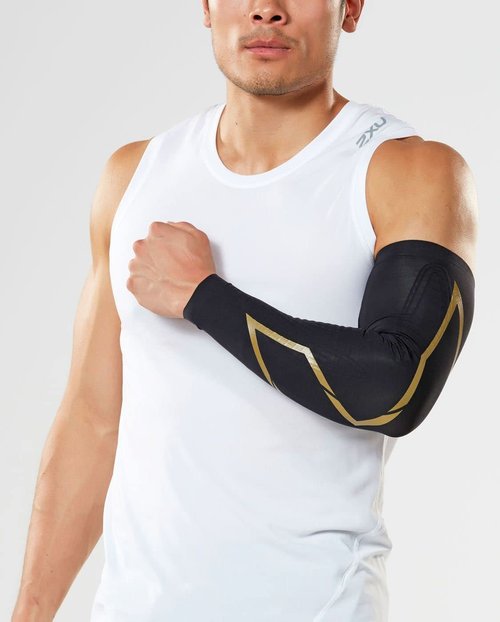 2XU MCS Elite Compression Arm Guard, Black/Gold, Large