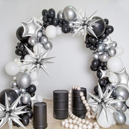22 Pcs Silver Star Balloons - 22/18/10 Inch Foil Mylar Set