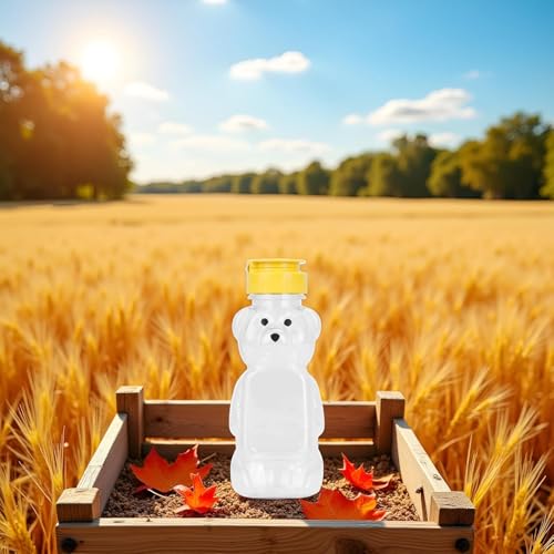 8 Oz Plastic Bear Honey Bottle Squeeze Dispenser with Flip-Top Lid