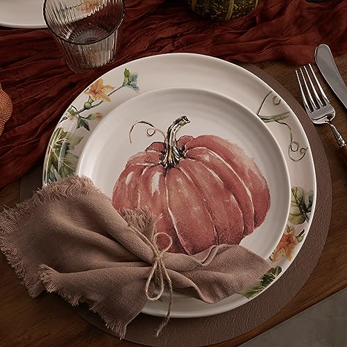 Bico Pumpkin Feast Salad Plates Set of 4 - 8.75 Inch Ceramic Dinnerware for Salad & Appetizers