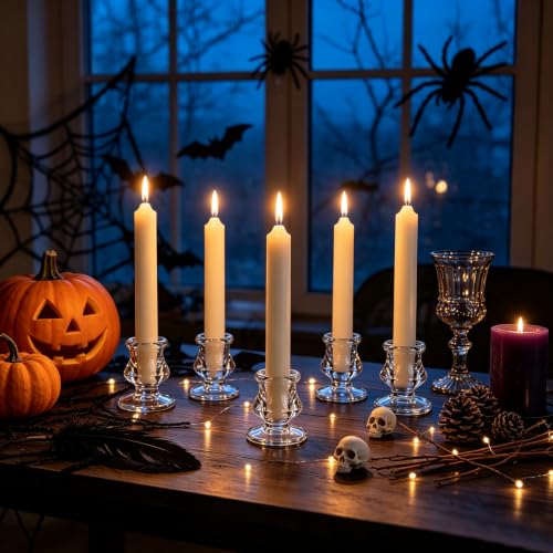 24 Pack Clear Glass Candle Holders Taper Candle Display for Weddings & Events - Variation of THIS listing