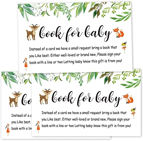Woodland Floral Baby Shower Book Request Cards - 50 Pack