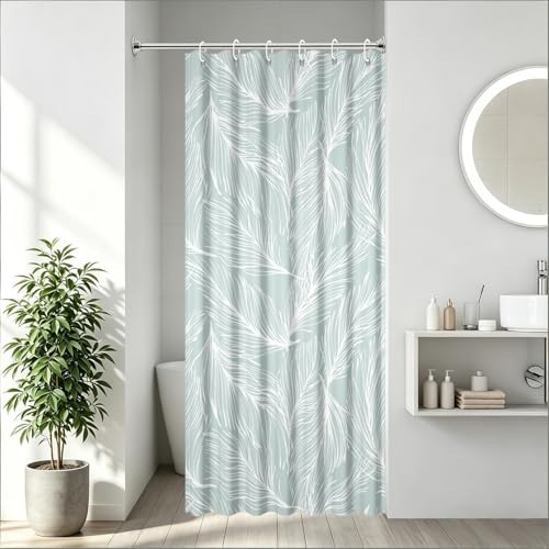 Yeele Mint Green Feather Shower Curtain - Waterproof & Machine Washable, 36x72 Inch