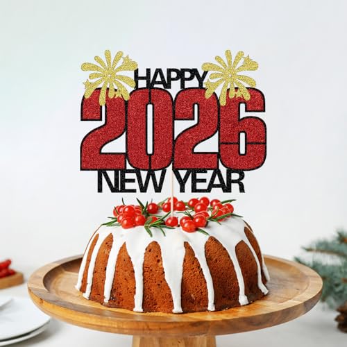 Happy New Year 2026 Cake Topper Star Eve Party Decoration Supplies