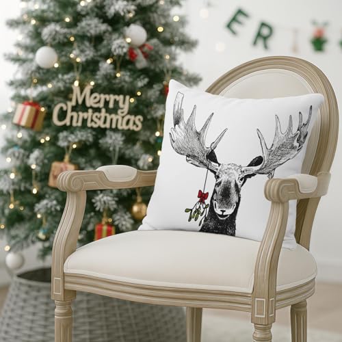 Emvency Moose Winter Throw Pillow Covers Set of 2 - 18x18 Inch
