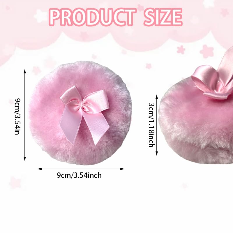 Large Fluffy Powder Puff 2 Pack - 3.54 Inch Ultra Soft Body & Loose Powder Puff