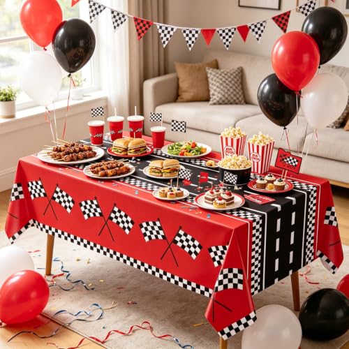 YJZCP Racing Tablecloths - 4 Pack for Car Birthday Parties 51x86IN