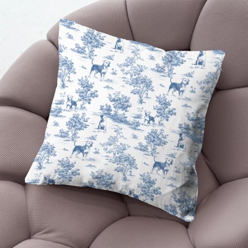 Chinoiserie Pitbull Dog Pillow Cover - 18x18 Flannel Cushion