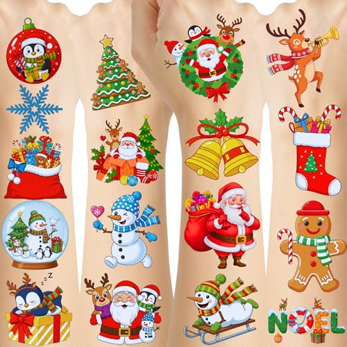 Christmas Temporary Tattoos 60-Piece Festive Party Favors