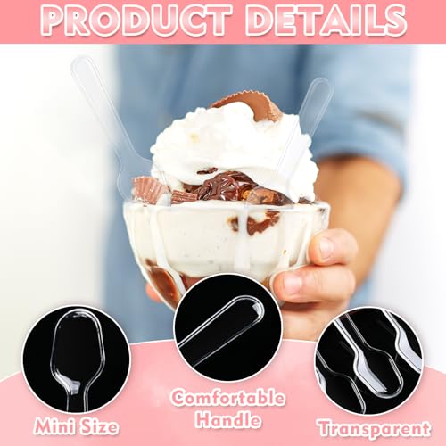 500 Mini Clear Plastic Dessert Spoons - 3 Inch Disposable Tasting Spoons