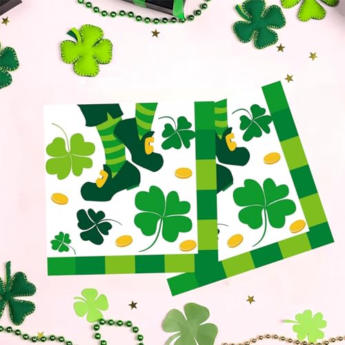 St. Patrick's Day Shamrock Napkins - 20 Disposable 6.5x6.5"