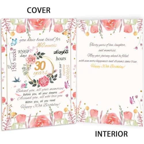30th Birthday Card for Women - Unique Gift with Envelope