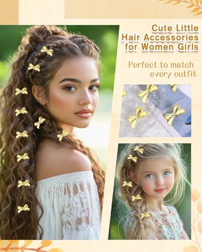 Small Gold Metal Bow Hair Clips - 20 Pcs Mini Claw Clips Bulk
