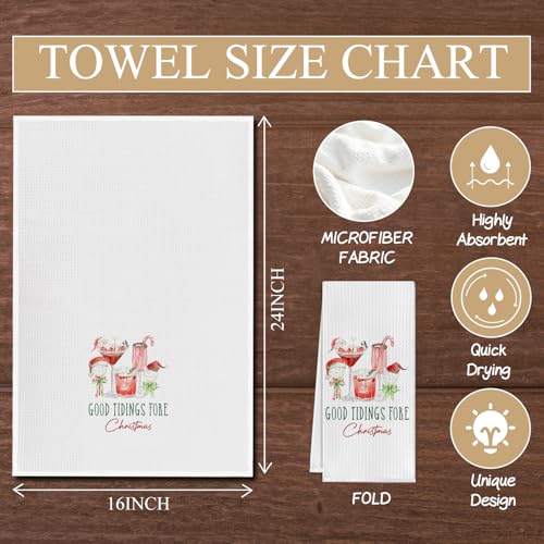 Golf Cocktail Christmas Kitchen Towels - Santa & Holiday Decor - 16x24 Inch