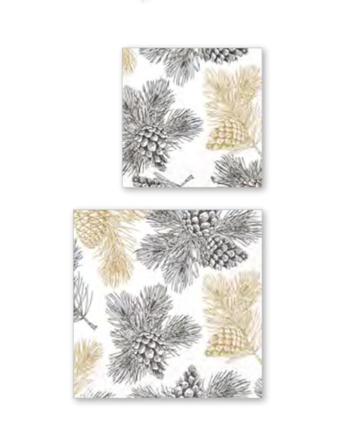 IHR Pine Cone Pattern Cocktail Napkins - 20-Count, 5"x5"