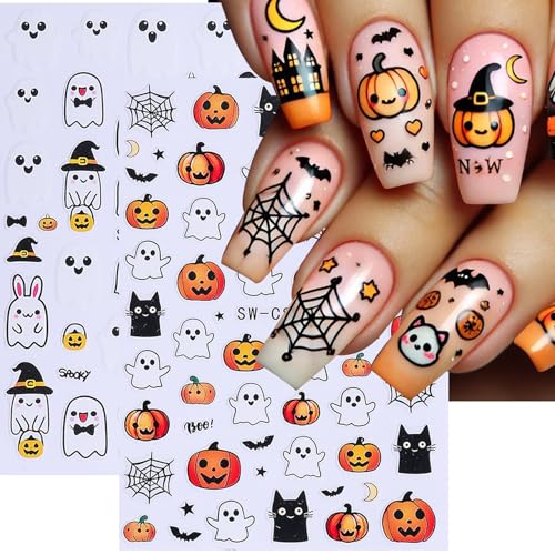 Ghost Halloween Nail Stickers 12 PCS 3D Cute Spooky Decals