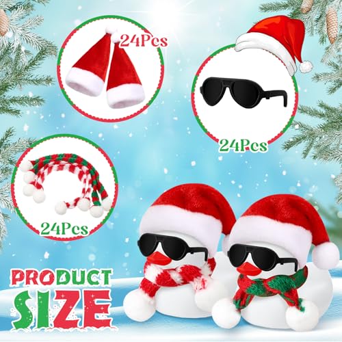 48 Sets Christmas Rubber Duck Toy with Sunglasses Hats & Scarves - Xmas Decor & Gifts
