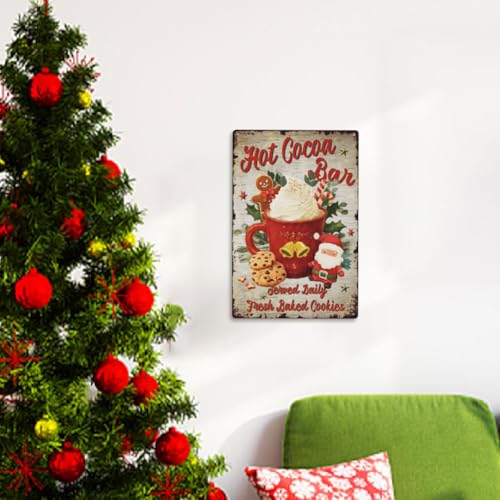 Hot Cocoa Bar Tin Sign - Vintage Metal Wall Art for Home & Cafe