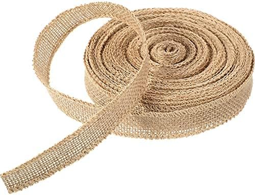 Burlap Ribbon by [Brand Name] - 20 Yards of 1-Inch Wide Natural Jute Fabric Roll | Wired Edge for Crafts & Decorations
