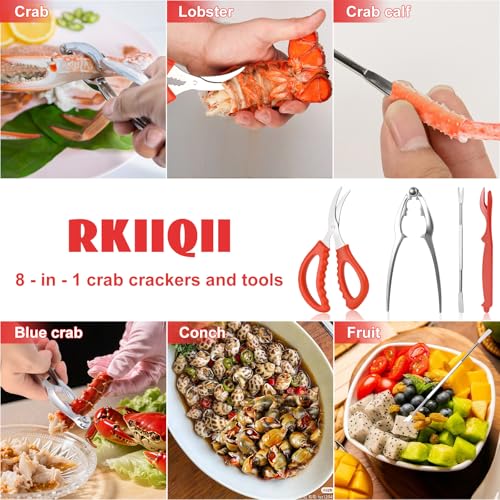 8-Piece Seafood Cracker Tool Set for Crab & Lobster - Storage Box Included