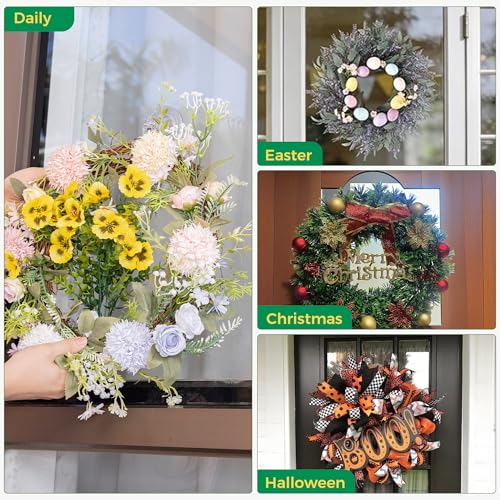 Clear 4 Pack Suction Cup Wreath Hooks for Front Door & Decorations
