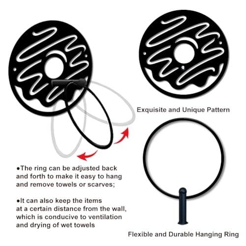 MAYJOYDIY Donut Metal Hand Towel Holder Ring Wall Mount Black Vintage