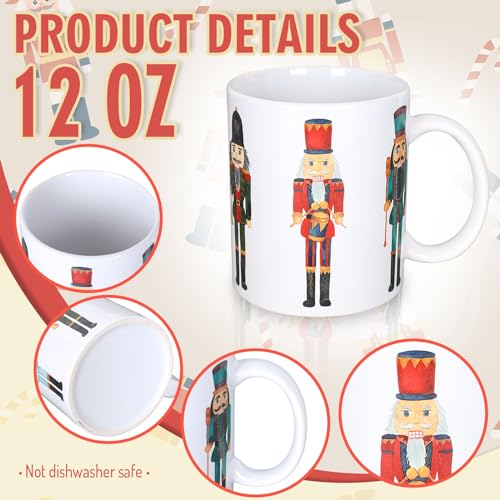 Christmas Nutcracker Mug Set - 12oz Holiday Ceramic Drinking Cups, 2 Pieces