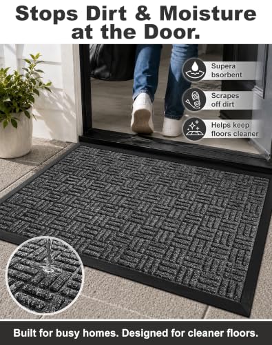 Mibao Heavy Duty Outdoor Door Mat - 29.5" x 17" Waterproof Welcome Mat