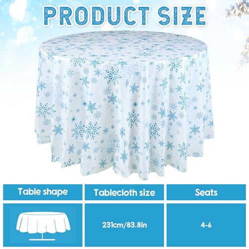 Snowflake Christmas Tablecloth Set - 12 Dark Blue & Light Blue 84-Inch Disposable Holiday Coverings
