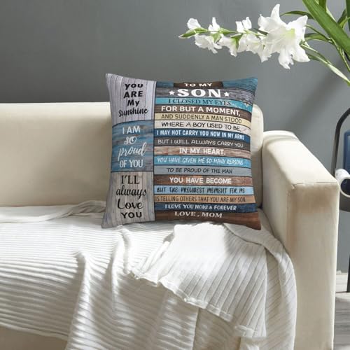 To My Son Throw Pillow Cover - 18x18 Inches - S O N Gift