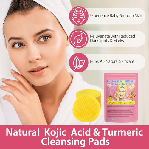 Turmeric Kojic Acid Cleansing Pads 80 PCS - Gentle Exfoliating Face Wipes
