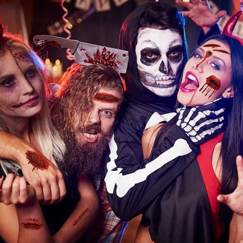 Halloween Temporary Scar Tattoos - 30 Sheets Realistic Waterproof Fake Wounds