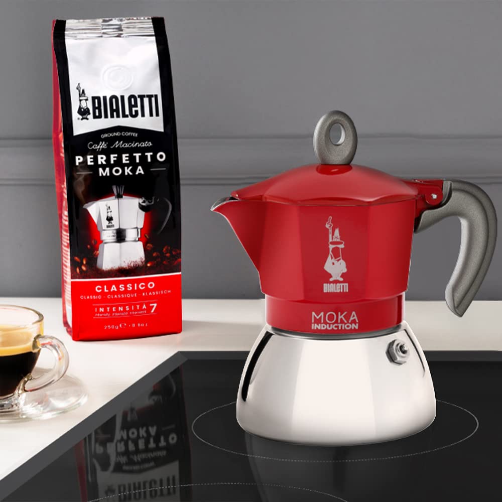 Bialetti - Moka Induction, Moka Pot, Suitable for all Types of Hobs, 2 Cups Espresso (2.8 Oz), Red