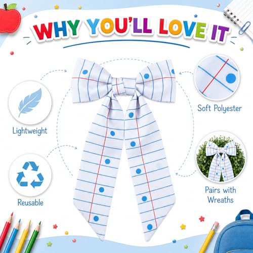 Notebook Paper Wreath Sash - 56'' x 4.5'' Decorative Ribbon for Back to School | Teacher Appreciation