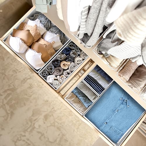 Foldable Drawer Organizer Set of 12 - 4L/4M/4S - Gray