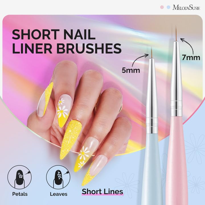 MelodySusie Nail Art Liner Brushes 5-Piece Set for Gel Polish & Fine Lines