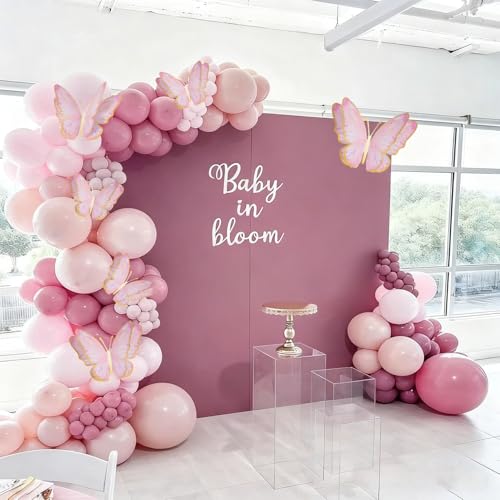 Pink 3D Butterfly Wall Decor - Gold Paper Butterflies for Baby Showers & Weddings