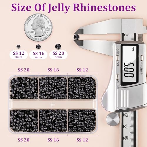 Black Resin Flatback Jelly Rhinestones Kit with B7000 Glue and Tools