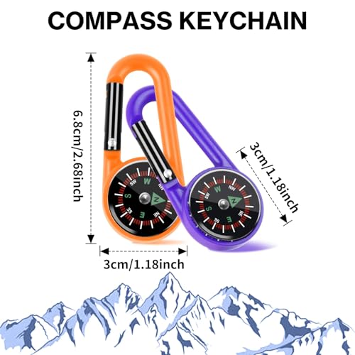 12 Pcs Mini Compass Keychain for Kids Bulk, Small Pocket Magnetic Compass Survival Hiking for Outdoor Survival Camping Party Backpacking Accessory