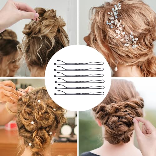 Black Bobby Pins 150Pcs Non-Slip Wavy Hair Pins with Storage Box