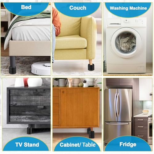 Heavy Duty Adjustable Bed Risers - 1 to 4 Inch Stackable Furniture Blocks (4 Pack, Black)