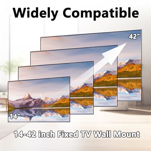 GLWIXY Fixed TV Wall Mount for 14-42 Inch Flat & Curved TVs Up to 55lbs