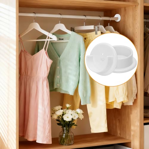 4 Pack Plastic Closet Rod Holders - 1-3/8 inch Support Brackets for Wardrobe & Shower Rails