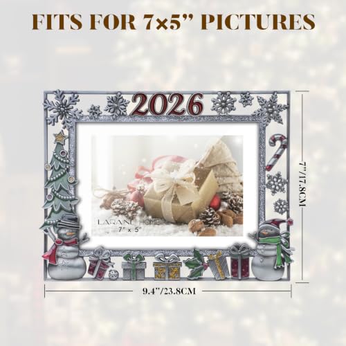 Christmas 5x7 Photo Frame Gray Metal Holiday Picture Display